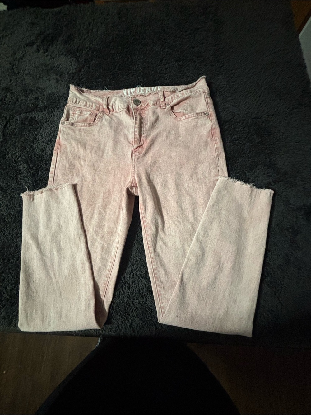 VIP Pink Cropped Raw-Hem Jeans